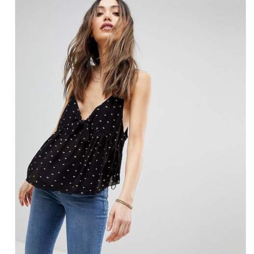 NWT Free People Riviera Romance Black Cami, Medium